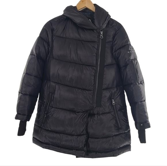 Norden Vegan Black Puffer Parka Coat Jacket Size‎ Small - Picture 1 of 12